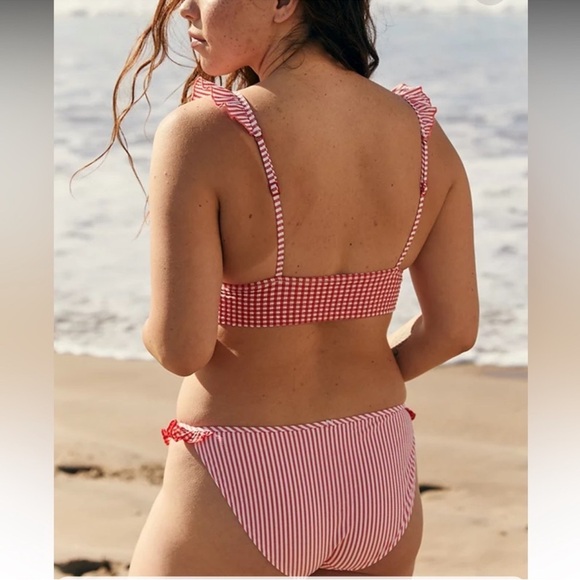 Aerie Gingham Ruffle Triangle Bikini Top - Picture 2 of 5